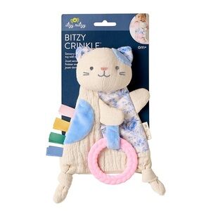 Itzy Ritzy Kitty Bitzy Crinkle Toy with Pink Teether
